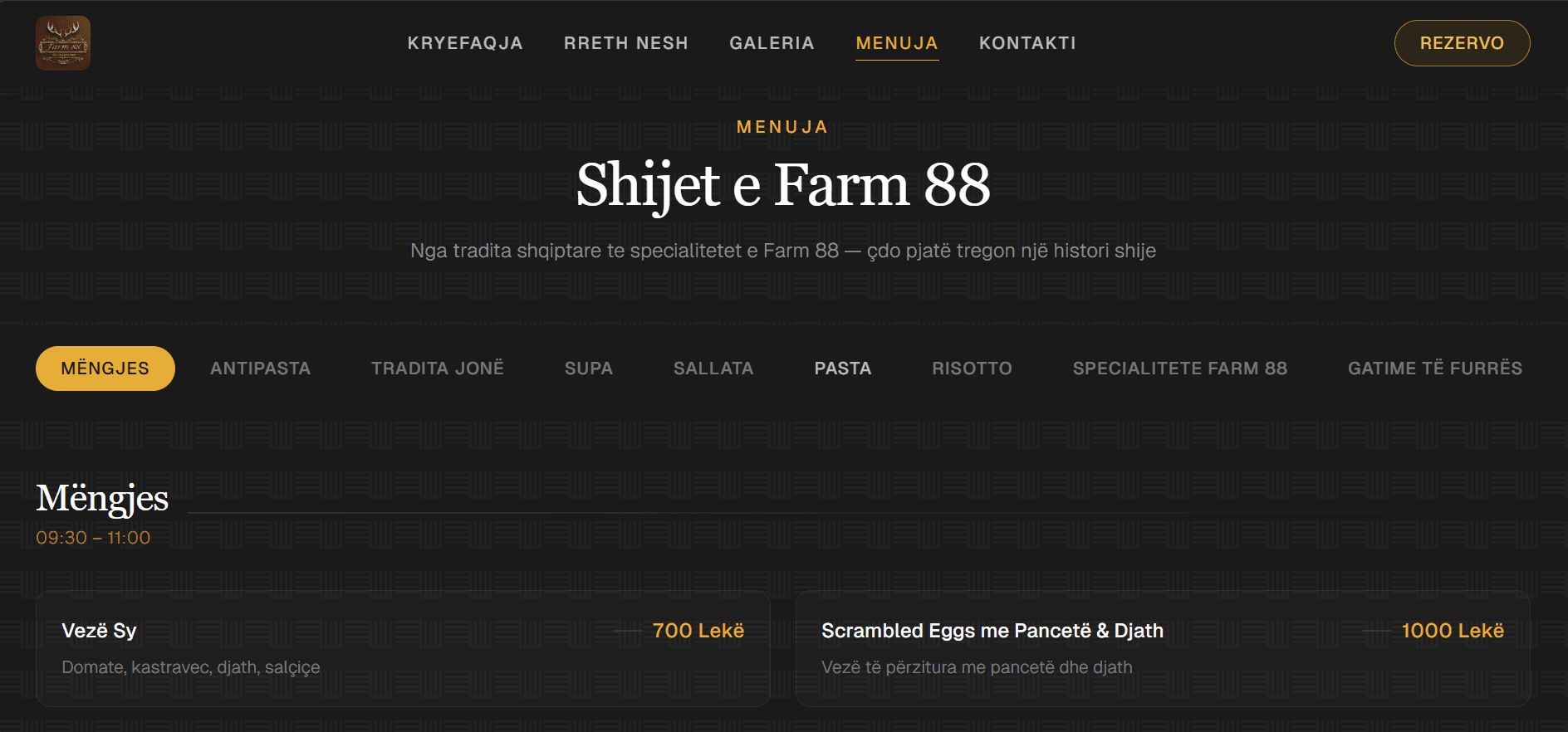 Menu - website design portfolio web developer Tirana
