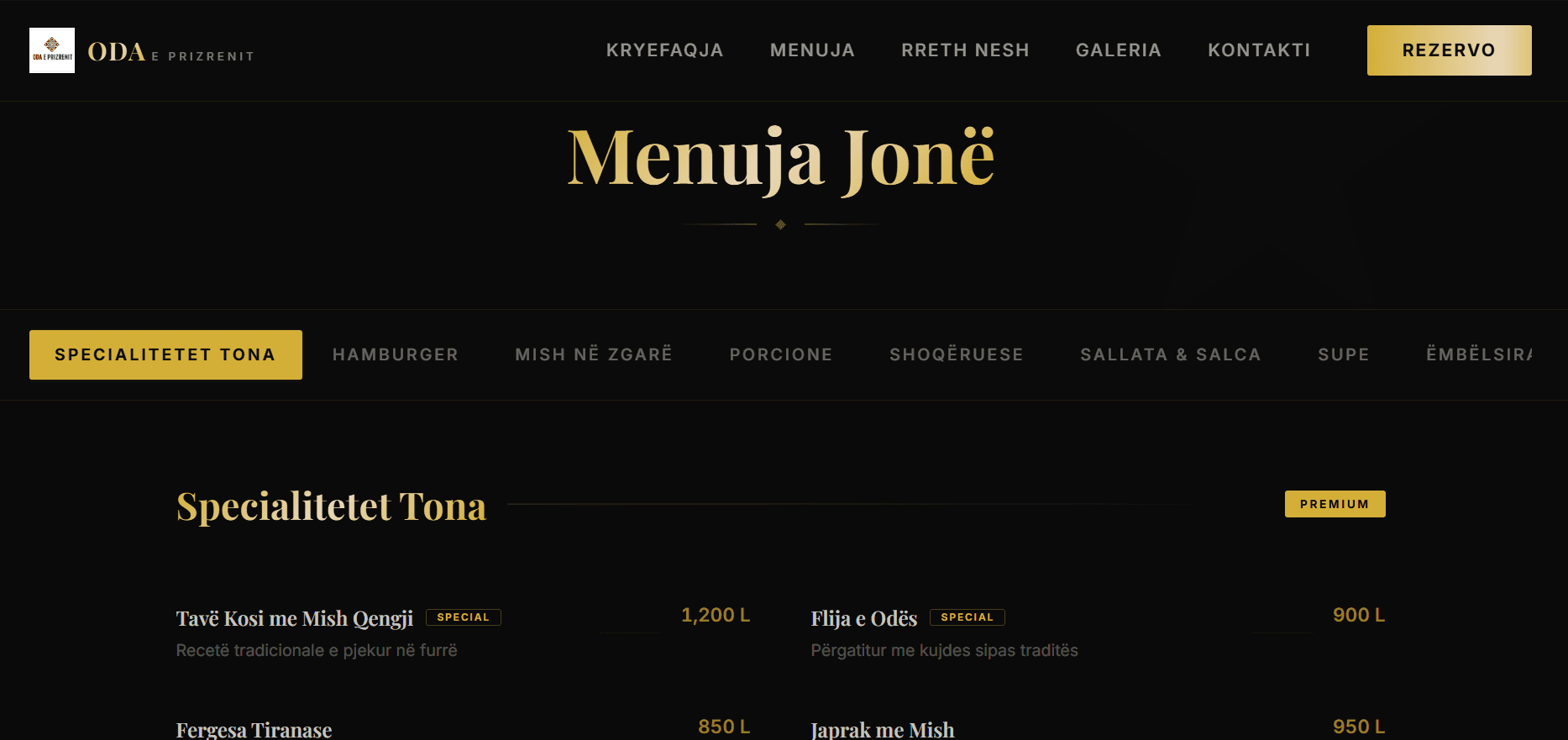 Menu - website design portfolio web developer Tirana